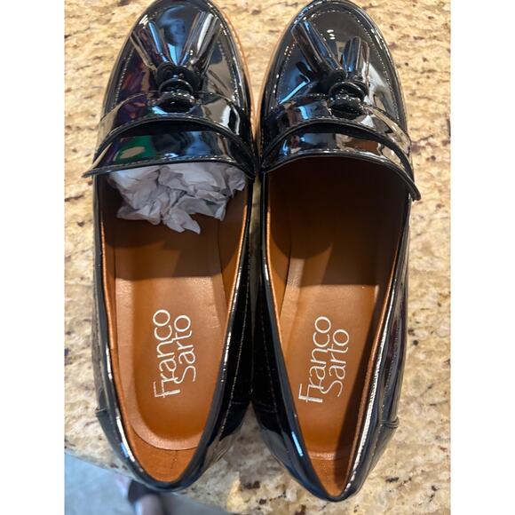 Franco Sarto L-CAROLYNN womens Loafer Flat Black Patent NEW Size 8W - Picture 7 of 8